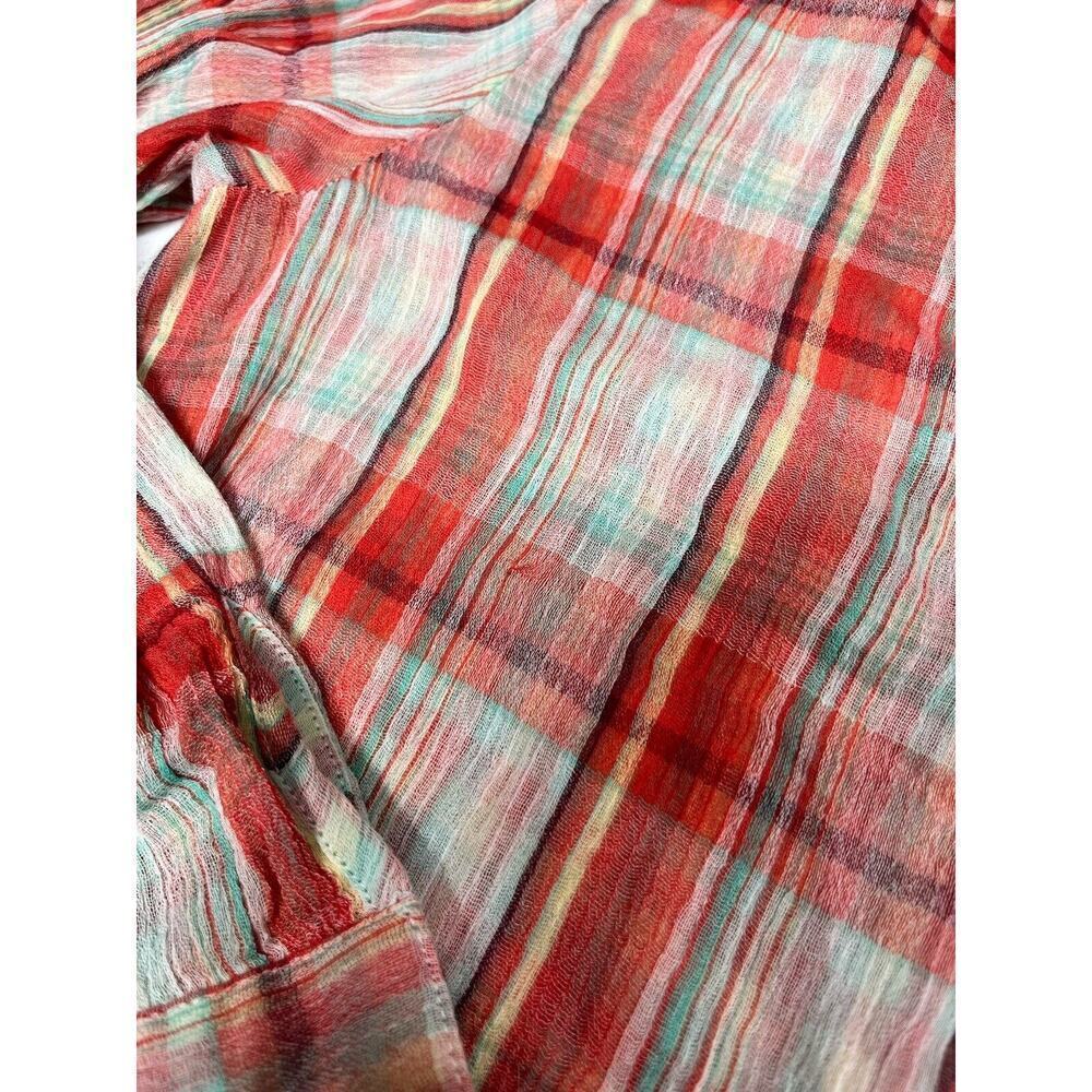 Soft Surrounding Red Plaid Shell Button Down Size… - image 4